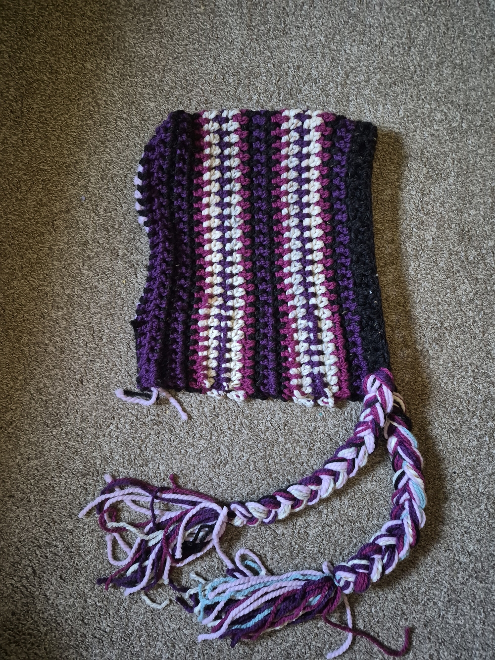 Handmade Purple Striped Crochet Earflap Hat
